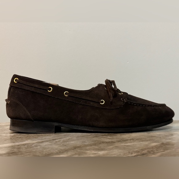 BALLY PATHY PLUME BROWN SUEDE BOAT SHOES 10 US $720 MOCCASINS FLATS